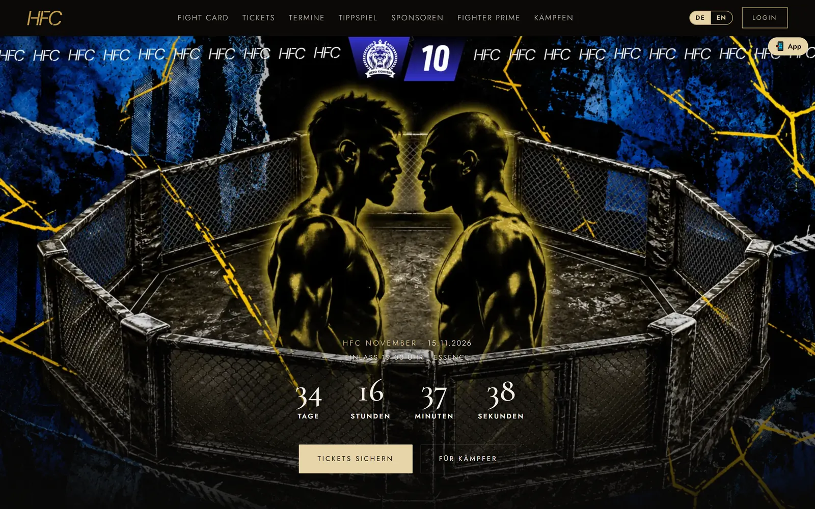 Web-App der Hero Fighters Championship